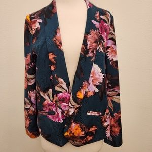 Silk Floral Print Slouchy Blazer